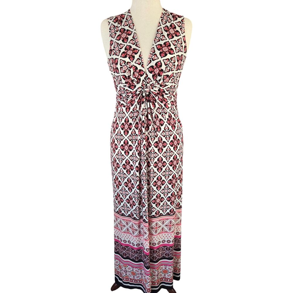 WHBM Medallion Print Twist-Front Sleeveless Maxi Dress Wedding Boho Festival